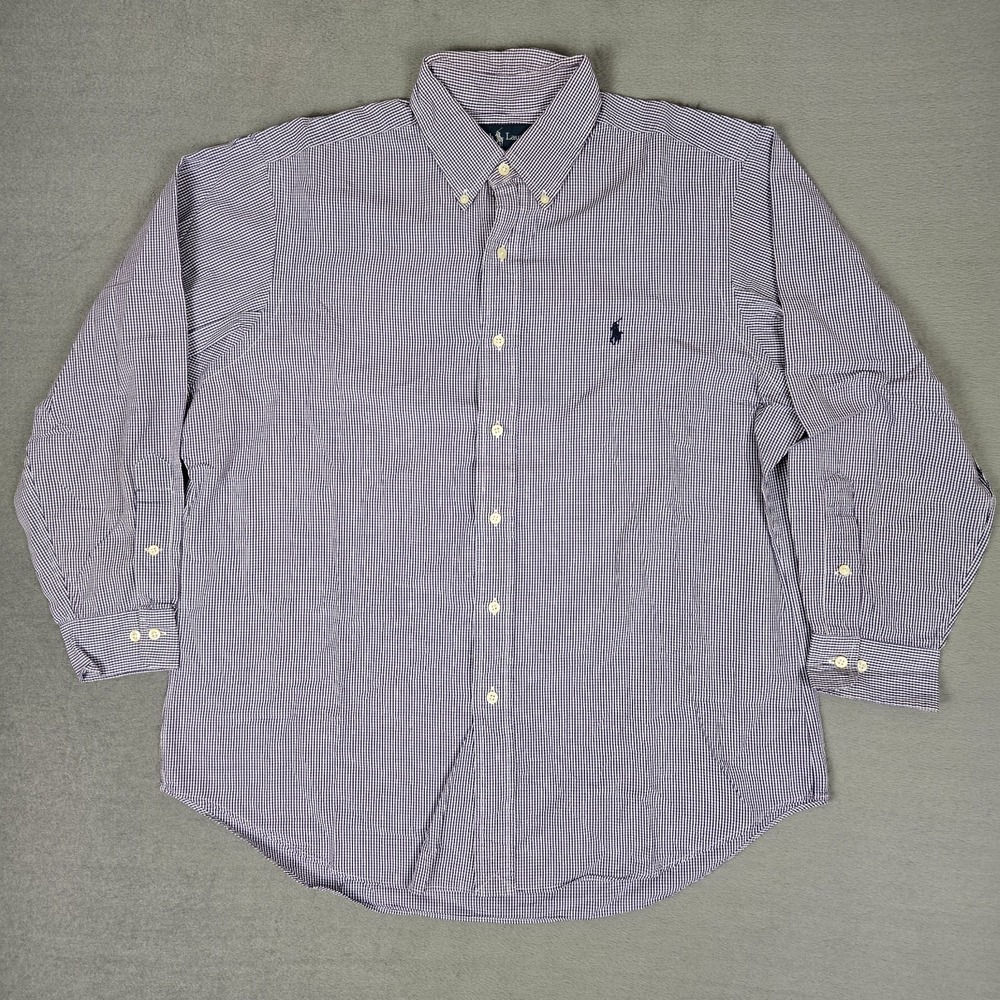 Polo Ralph Lauren Classic Fit Mens 16.5-32/33 Gingham Plaid Button-Down Pony VTG
